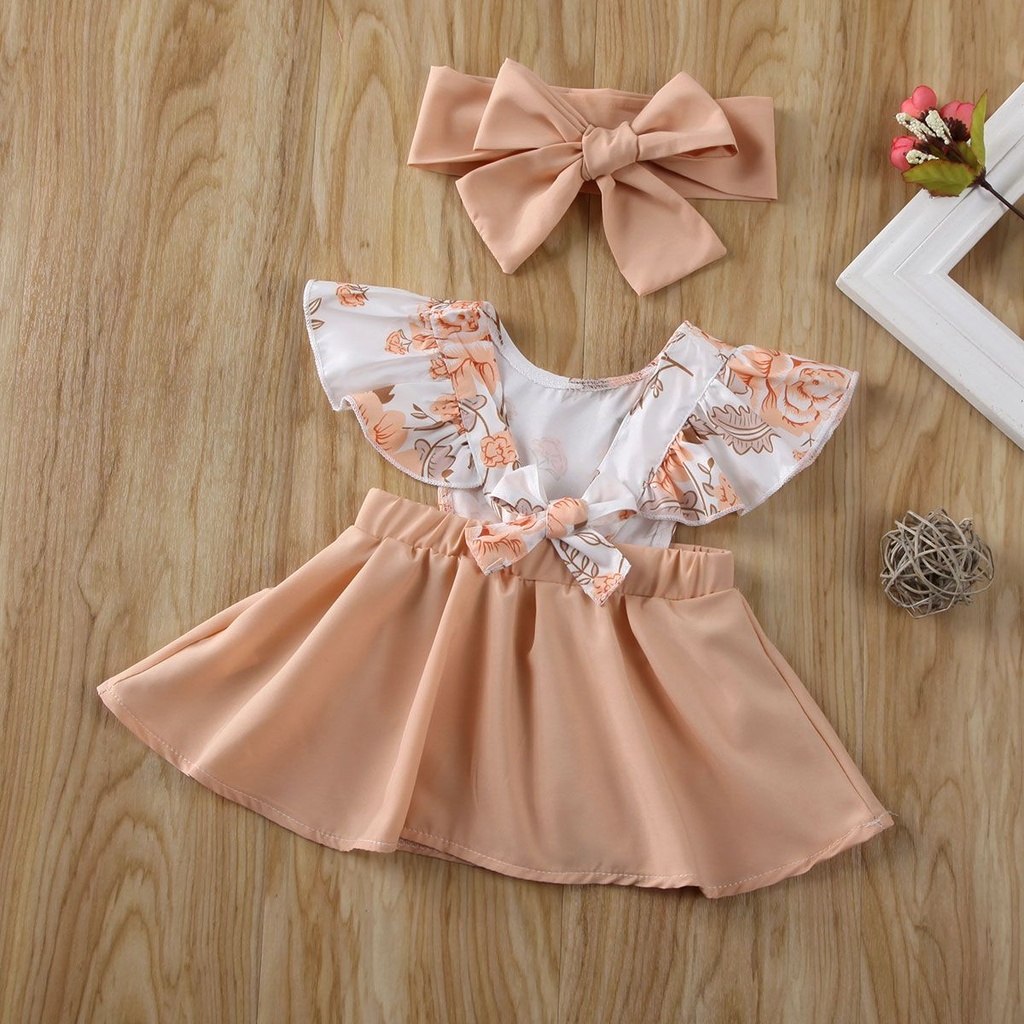 Cute Baby Girl Flower Pattern Ruffle Dress