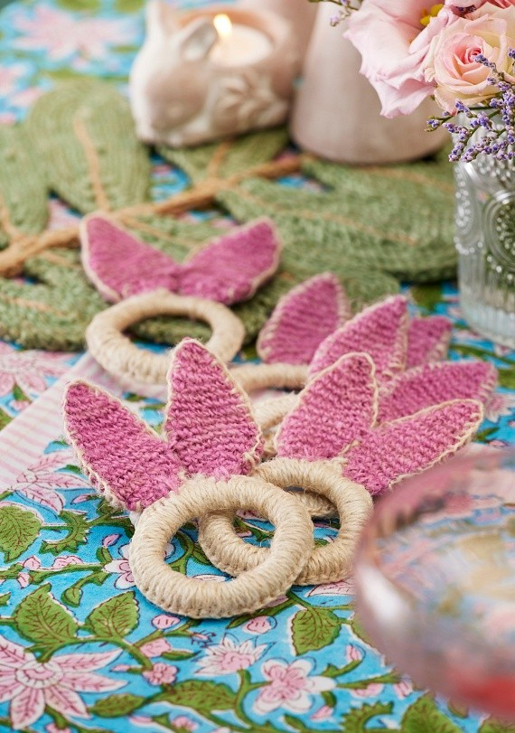 Jute Bunny Ears Napkin Rings Pack 2