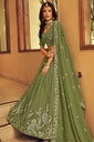 Olive Green Embroidered Flared Style Lehenga