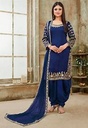 Embroidered Art Punjabi Suit in Dark Blue