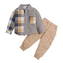 Boys Multicolor Cotton and Polyester Checkered Shirt And Jogger Set